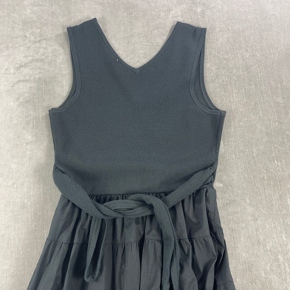 Jason Wu Women M Black Sleeveless Tiered Midi Dress Mixed Media Knit Top - Picture 9 of 12